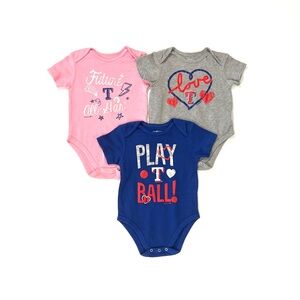 Baby Girl 18M Texas Rangers Runtastic 3-Pack Onsies Set
